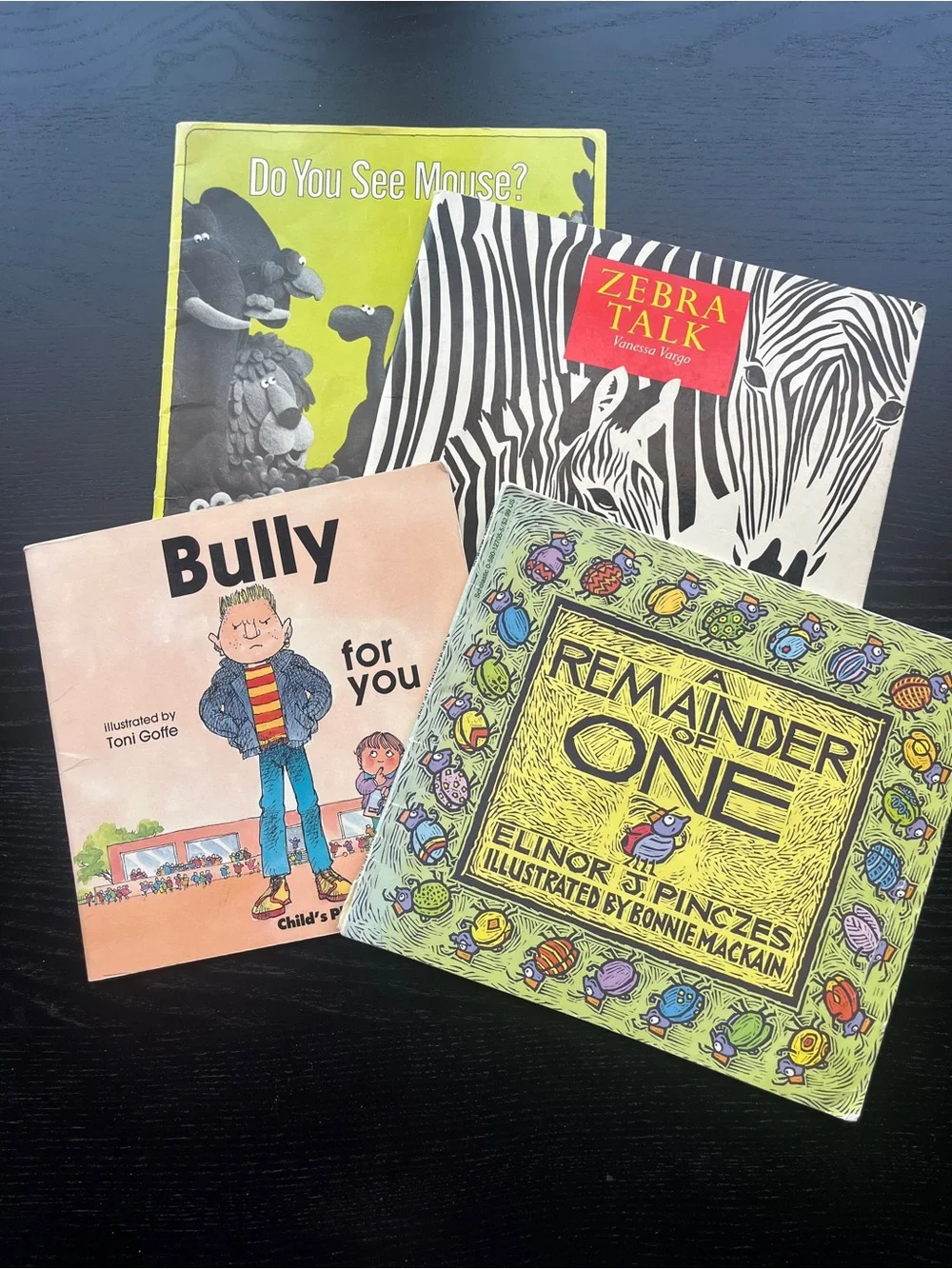 Vintage Children's Picture Books Lot 4 Bully Mouse Zebra Remainder